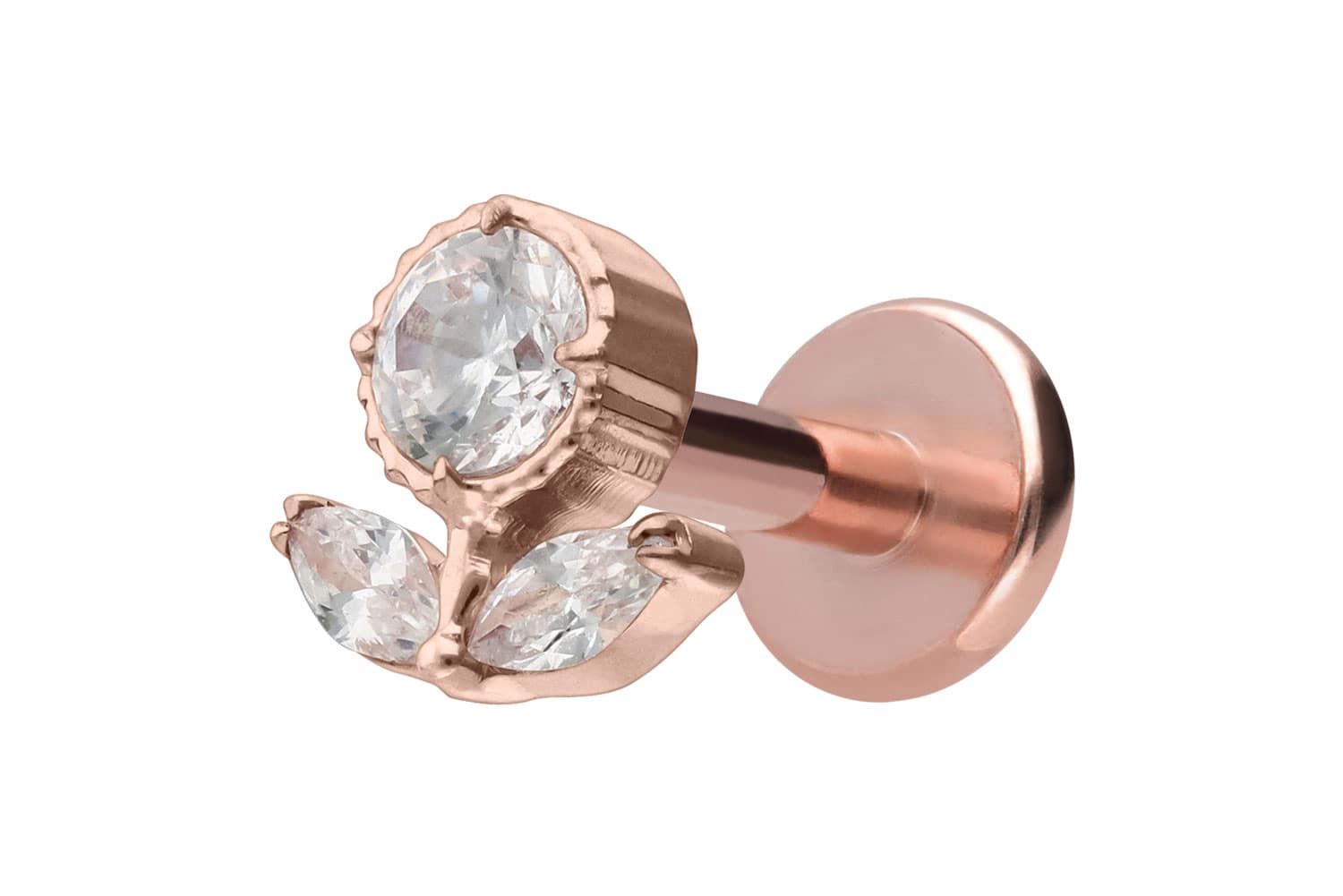 Titan Labret Piercing mit Innengewinde KRISTALLBLUME